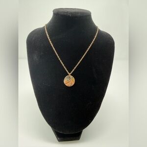 Elegant Gold Tone Coin Pendant Necklace